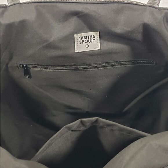 Limited Edition Tabitha Brown Woven Palm Tote Handbag Black - Picture 6 of 6